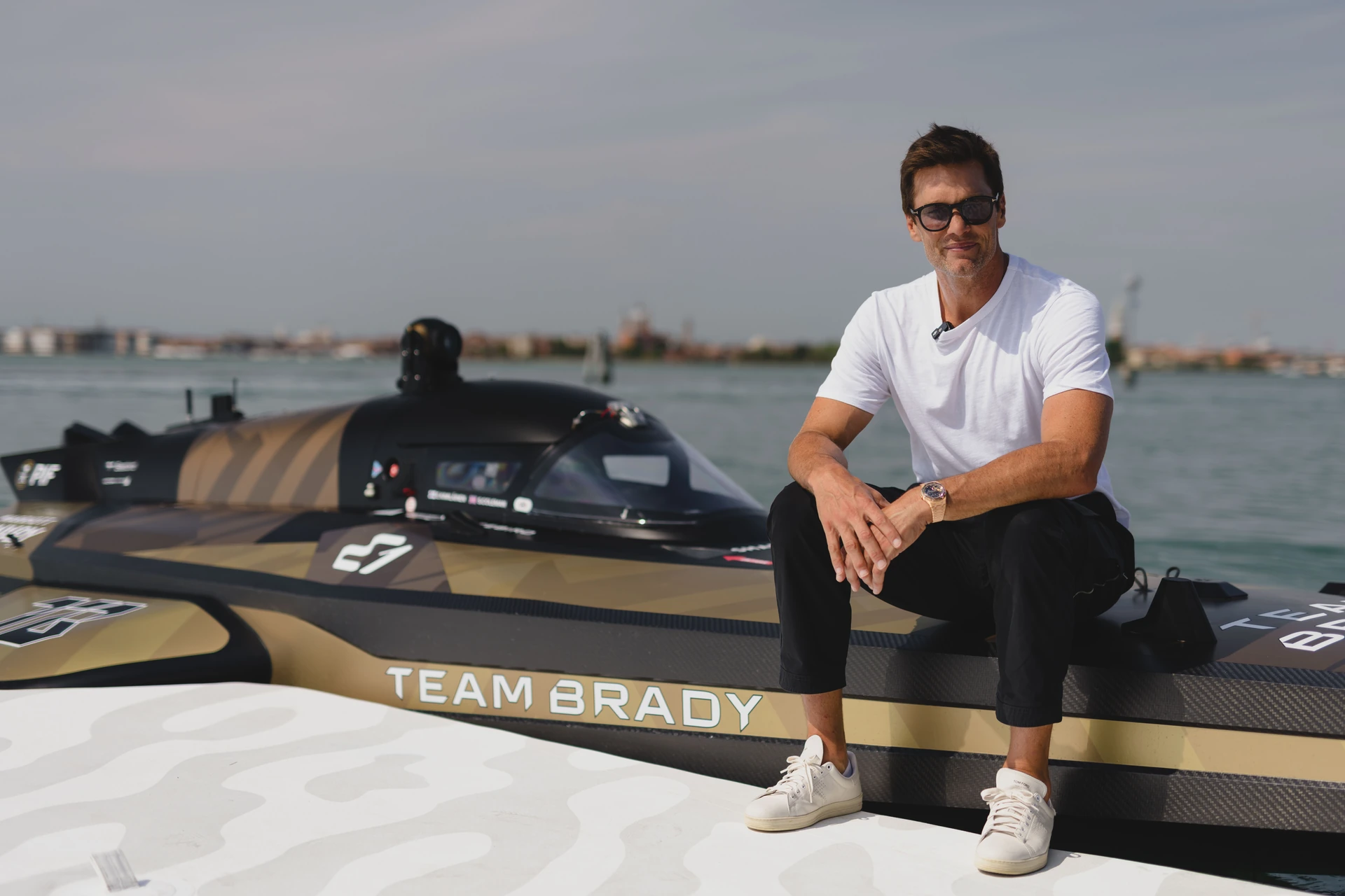 NFL star Tom Brady at E1 Series Venice GP 2024